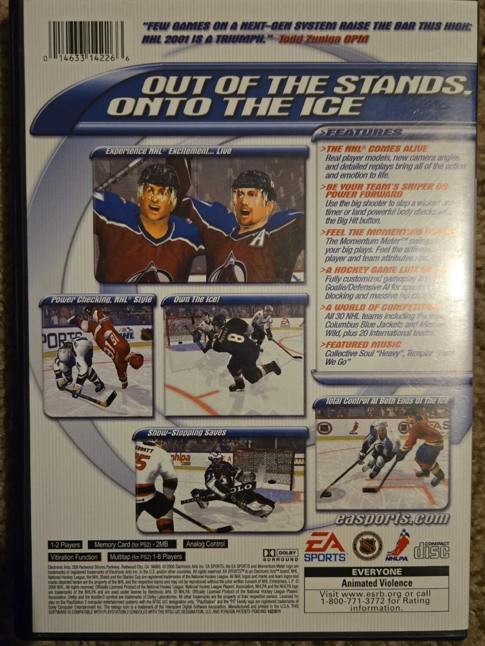Ea sports NHL 2001 complete and tested for ps2.